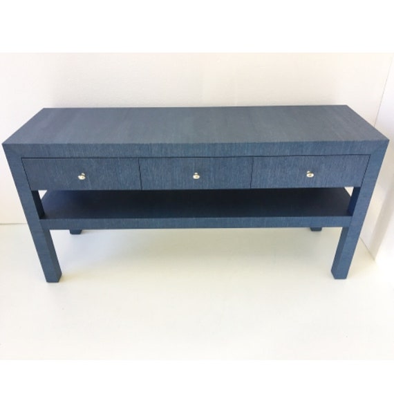 Custom Grasscloth Table W 3 Drawers Shelf Custom Built Etsy