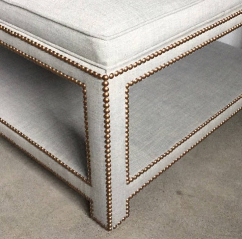 Custom Upholstered Ottoman W/Shelf image 5
