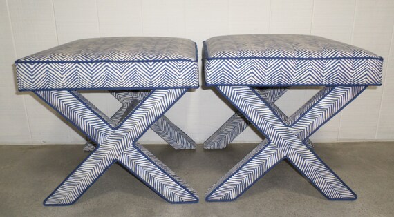 Customize Your Own Pair of X Benches With Contrast Piping Etsy UK