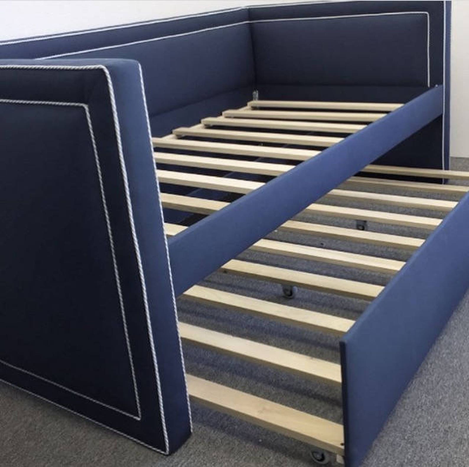 Custom Upholstered Daybed W/inset Piping Detail AND Rolling Trundle