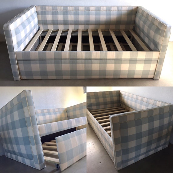 Custom Upholstered Daybed W inset Piping Detail AND Rolling Trundle COM Etsy