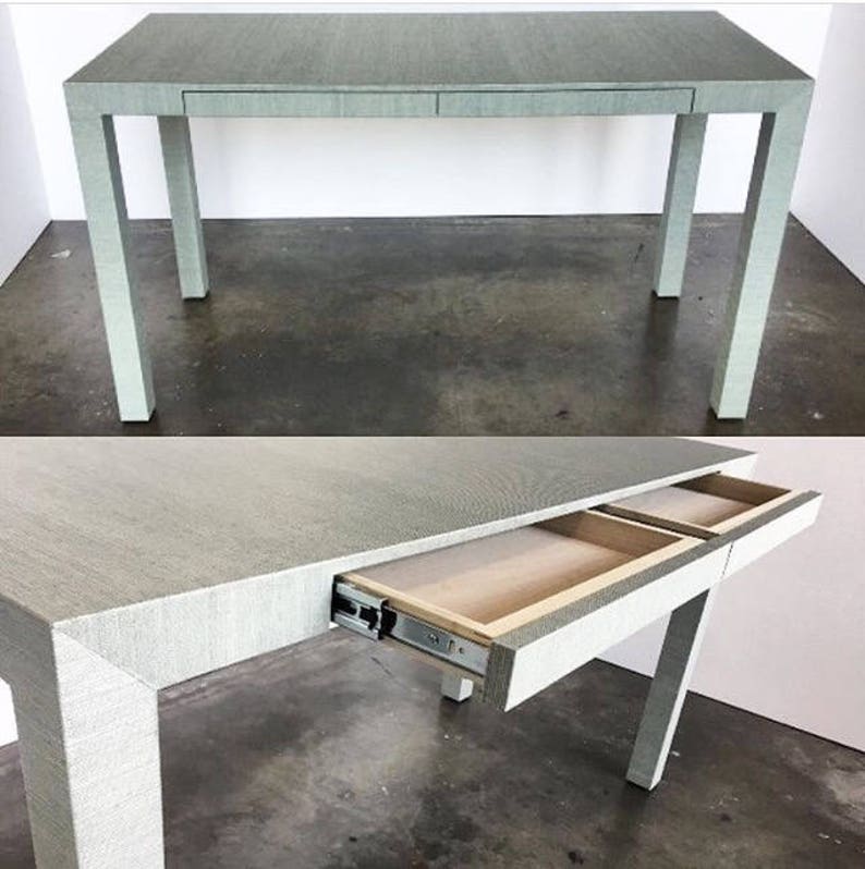 Grasscloth Wrapped Desk/table W/drawers Custom Built Design Your OWN Etsy