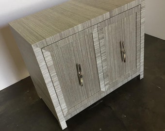 Grasscloth Cabinet W/Shaker Doors - Custom Built -COM