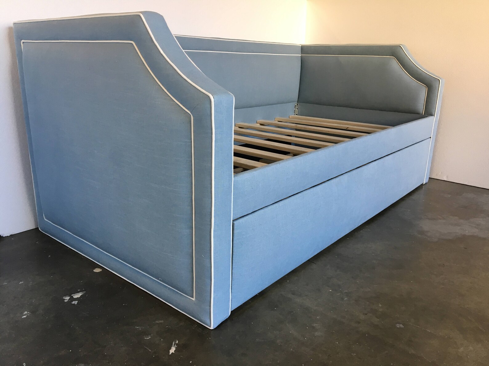 Custom Upholstered Daybed W/notched Arms Inset Piping Etsy