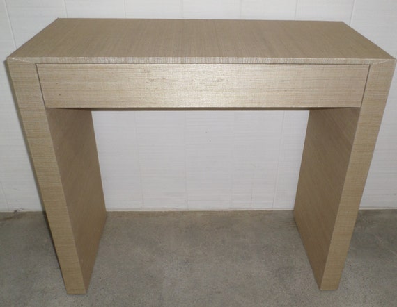 Grasscloth Wrapped Parson S Waterfall Desk Table Custom Etsy