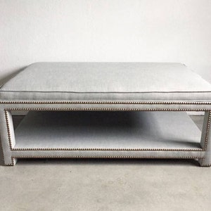 Custom Upholstered Ottoman W/Shelf image 6