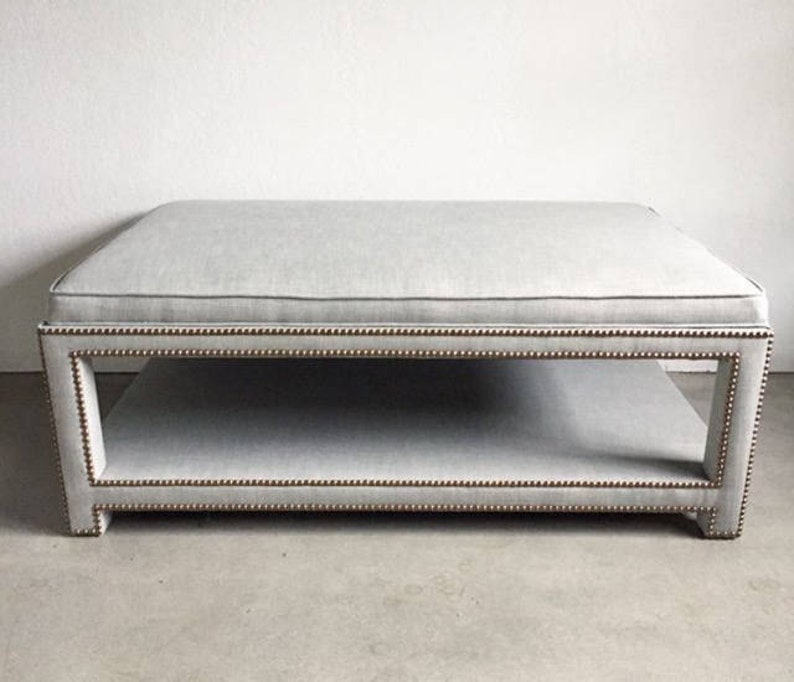 Custom Upholstered Ottoman W/Shelf image 6