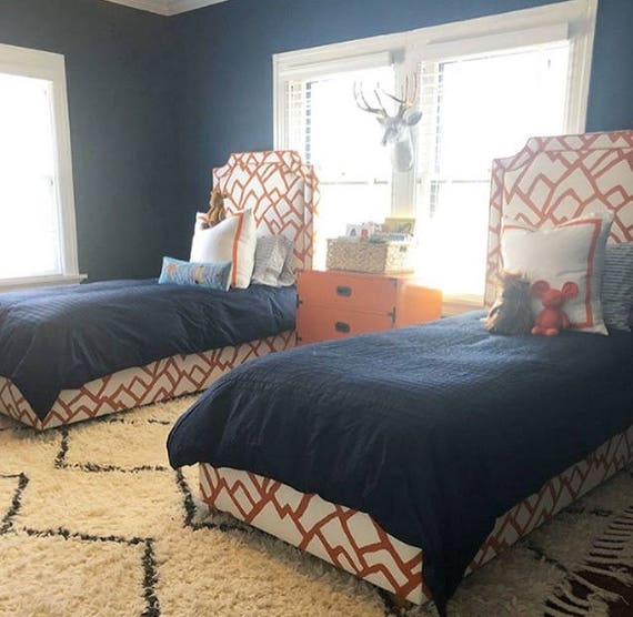Custom Twin Bed With Inset Piping and Notches Etsy