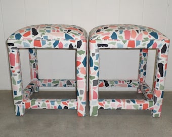 Pair of Upholstered Stools / Ottomans - Design Your Own In ANY Fabric