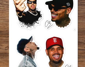Hoja de pegatinas de Chris Brown: pegatinas brillantes para portátiles, cuadernos y fundas de teléfono.