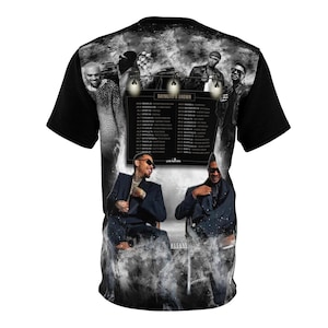 R&B Tour Shirt with Dates | Raymond and Brown All-Over Print Tee | Front and Back image 3