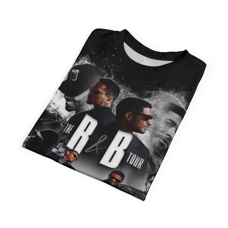 R&B Tour Shirt with Dates | Raymond and Brown All-Over Print Tee | Front and Back image 5