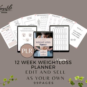12 week weight loss Planner | fitness Planner | Workout Exercise Planner for Health & Weight Loss | Resell rights | PLR