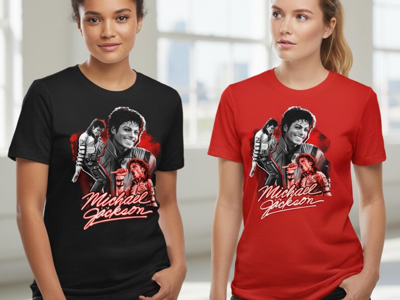 Michael Jackson Graphic Tee - Vintage Retro Music Icon Shirt, Soft Cotton, Twill Shoulder Tape image 11