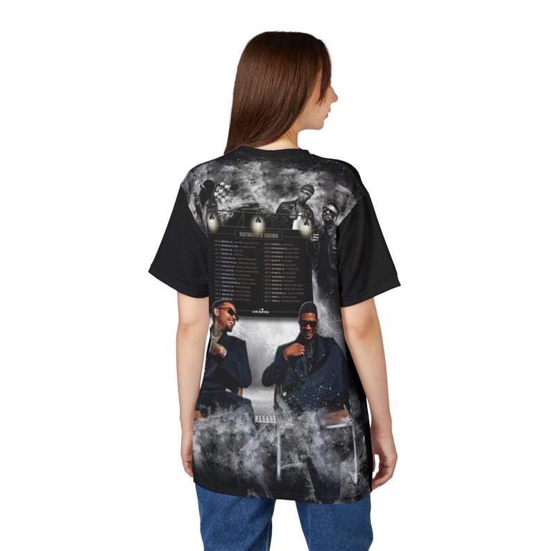R&B Tour Shirt with Dates | Raymond and Brown All-Over Print Tee | Front and Back image 7
