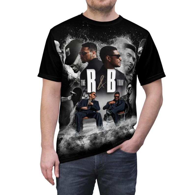 R&B Tour Shirt with Dates | Raymond and Brown All-Over Print Tee | Front and Back image 10