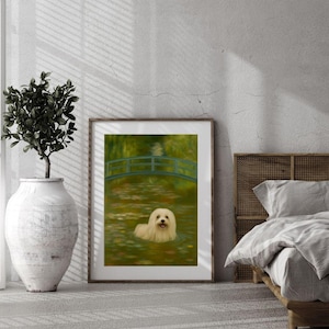Maltese Dog Poster Print Monet | Maltese Art | Mid Century Modern Wall Art | Pet Wall Decor | Maltese Lover Gift | Dog Painting | Home Decor