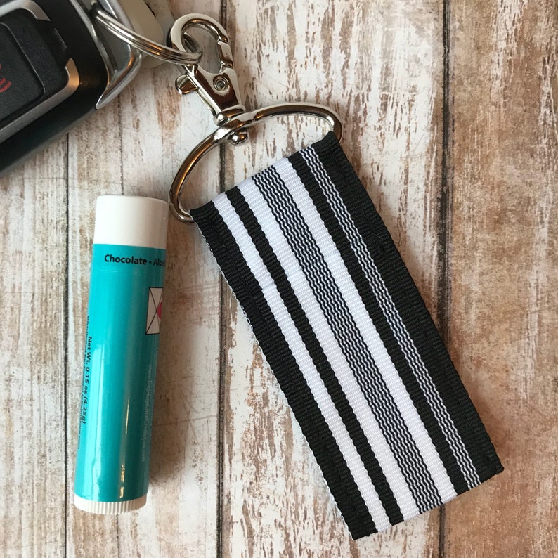 Midnight Waves Chapstick Holder Black and White Stripe Ribbon Etsy