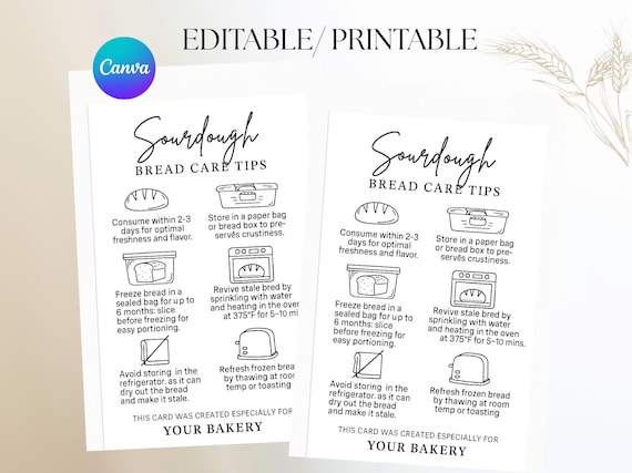 Sourdough Starter Care guide Printable Feeding schedule maintenance chart beginner sourdough pdf kitchen printable sourdough for beginners