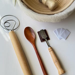 Sourdough Starter Kit: Banneton Basket, Dough Whisk, Live Starter image 2