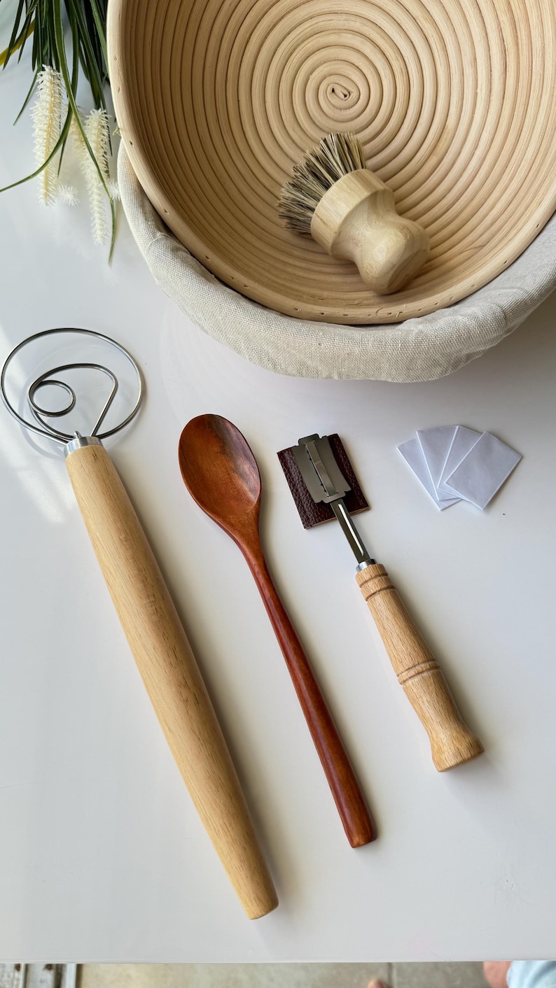Sourdough Starter Kit: Banneton Basket, Dough Whisk, Live Starter image 2