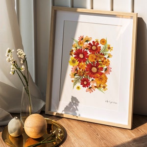 Pressed flower art, Botanical print, herbarium specimen dried flower art, pressed botanical art 8.5" x 11", Chrysanthemum, UNFRAMED PRINT