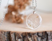 Dandelion seed necklace, Make a wish terrarium necklace, nature lover gift, Mother 39 s day gift idea