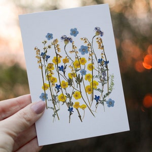 Blumen Grußkarte, Briefpapier blanko, Grußkarte botanische Grußkarte, Hahnenfuß Maiglöckchen / PRINT
