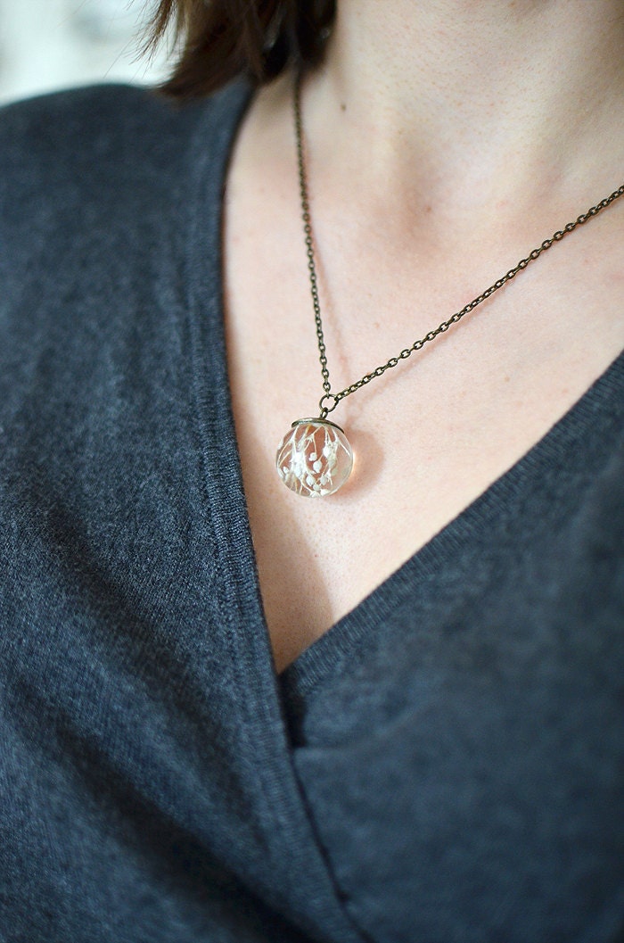 White Baby Breath Necklace Real Flower Necklace Bridal Etsy