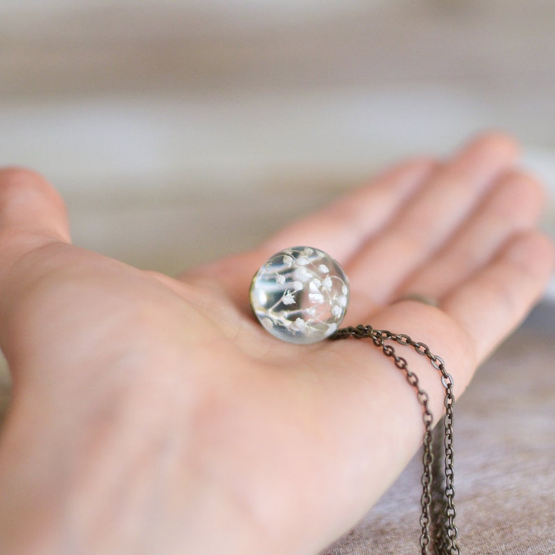 White Baby Breath Necklace Real Flower Necklace Bridal Etsy