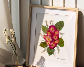 Geperste bloemenkunst, rode theeroos botanische PRINT, herbariumspecimen gedroogde bloemenkunst, geperste botanische kunst 8,5 x 11 inch print, plantenkunst
