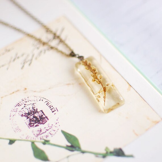 Items similar to Pressed flower necklace resin jewelrynature necklace