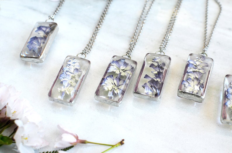 Pressed Lavender Necklace Flower Terrarium Pendant Natural Etsy