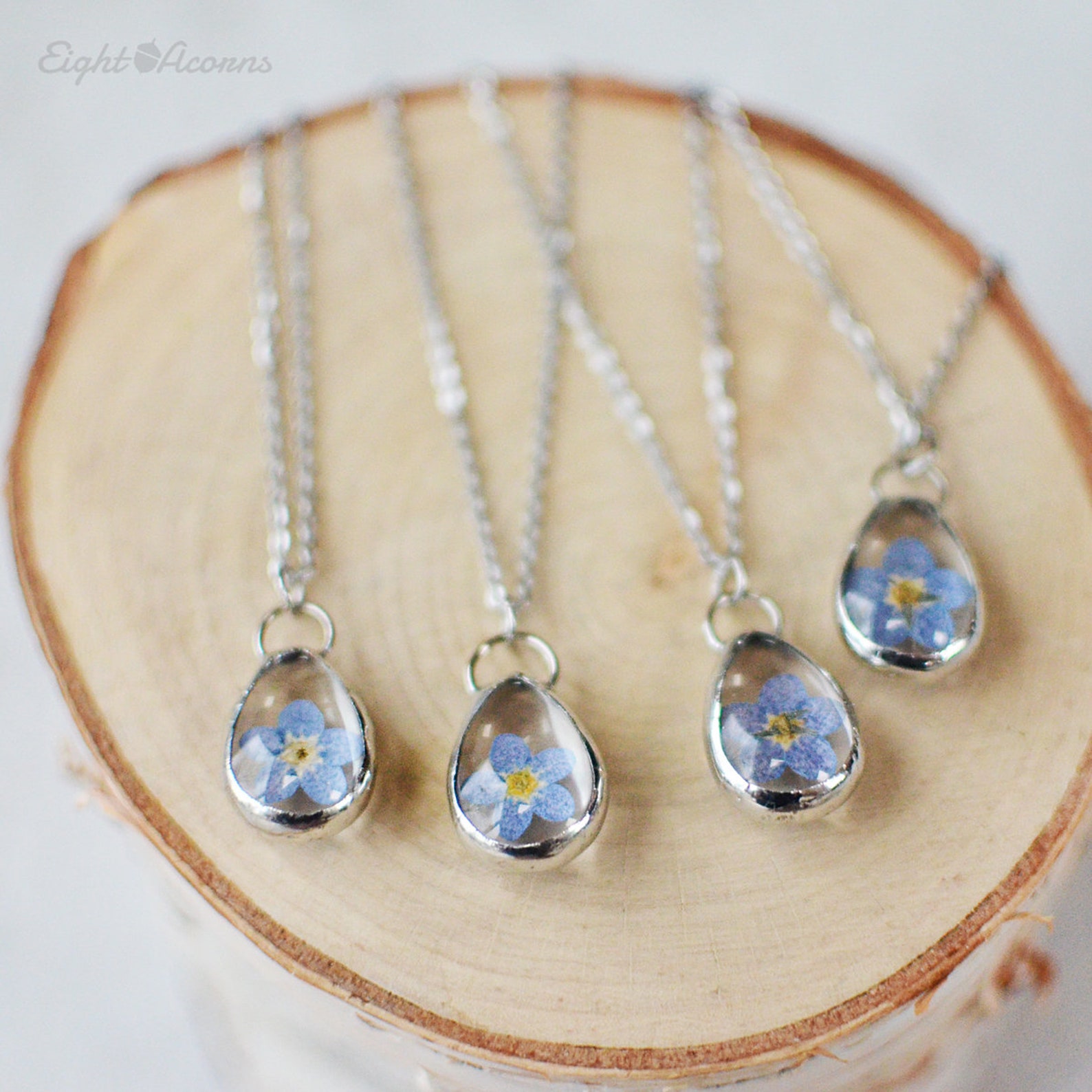 Me Not Pressed Flower Pendant Bridesmaids Gift Etsy