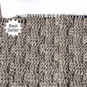 Tunisian Crochet Blanket Pattern, Wicker-Look Basketweave Throw Pattern - 5 sizes, includes stitch chart