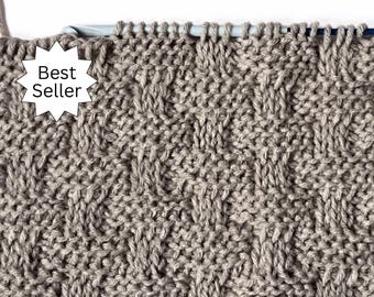 Tunisian Crochet Blanket Pattern, Wicker-Look Basketweave Throw Pattern - 5 sizes, includes stitch chart
