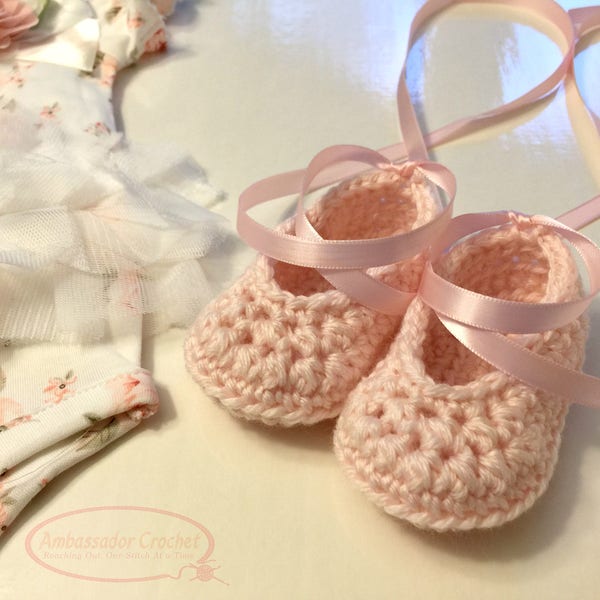 Baby Ballet Slippers Crochet Pattern - Baby Shoes PDF 259