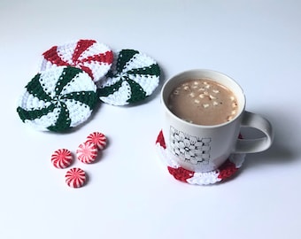 Coasters Crochet Pattern - Peppermint Candy Crochet - Candy Coasters PDF 308