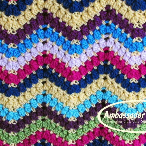 Crochet Pattern Cluster Ripple Scrap Afghan PDF