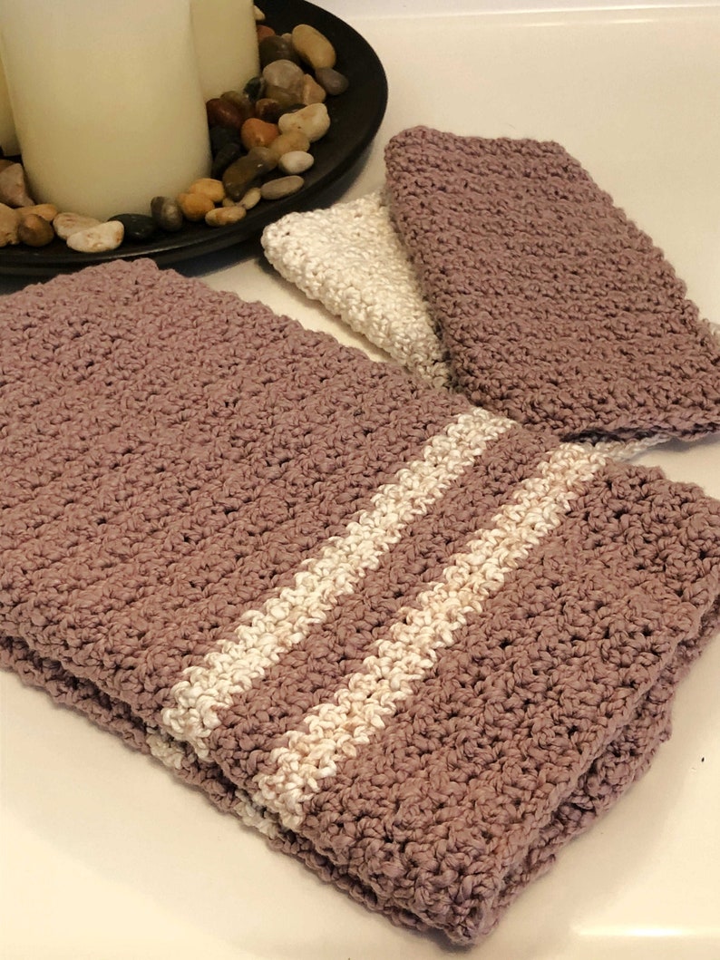 Washcloth Crochet Pattern Hand Towel Crochet Pattern Towel Set Beginner Crochet Pattern PDF 325 image 2