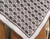 Throw Crochet Pattern - Tri-Color Crochet Blanket Pattern - Colorwork Crochet