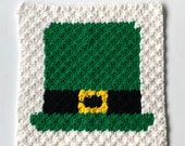 Leprechaun Hat Blanket Square - C2C Crochet Pattern - St. Patrick's Day Afghan Square - Holiday Collection