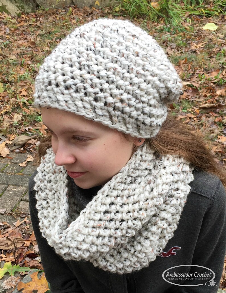 Crochet Hat Cowl Patterns Rocky Mountain Hat & Cowl Set PDF Etsy