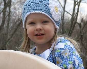 Hat Crochet Pattern - Beanie Crochet Pattern - Spring Crochet Pattern - Spring Daisy Hat Crochet Pattern