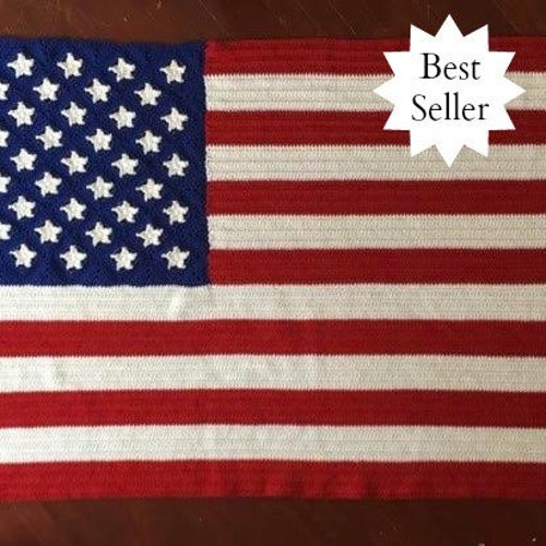 AMERICAN FLAG BLANKET Crochet Blanket Pattern Crochet Etsy