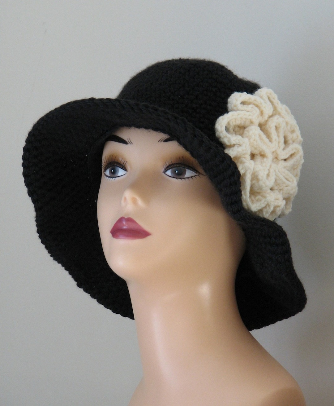 Rosetta Ladies Brimmed Winter Hat Crochet Pattern With Wide Etsy