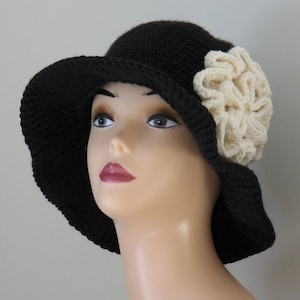Rosetta Ladies Brimmed Winter Hat Crochet Pattern with Wide Brim PDF