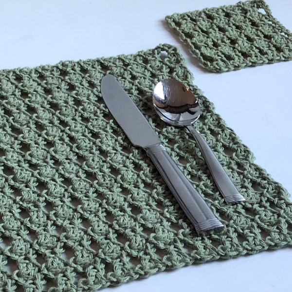 Placemat Crochet Pattern - Coaster Crochet Pattern - Kitchen Set - Beginner Crochet Pattern