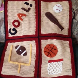 Baby Boy Blanket Crochet Pattern Basketball Football Baseball Sports Hat set image 6