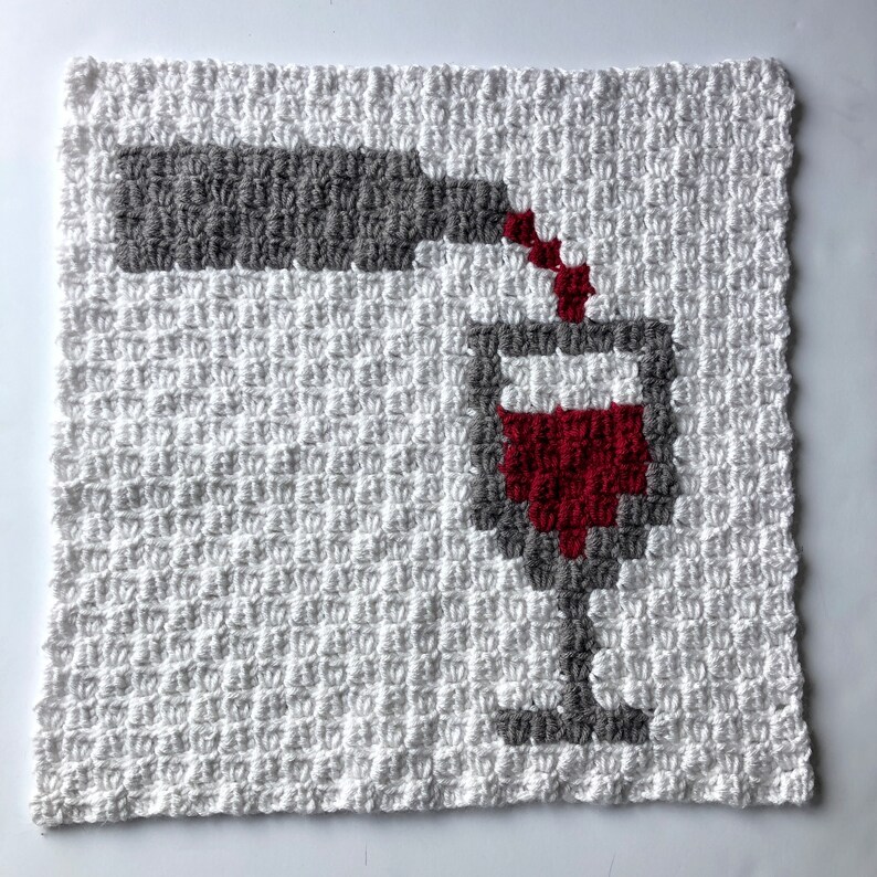 C2C Square Crochet Pattern National Wine Day Blanket Square Pattern Afghan square Holiday Collection image 2